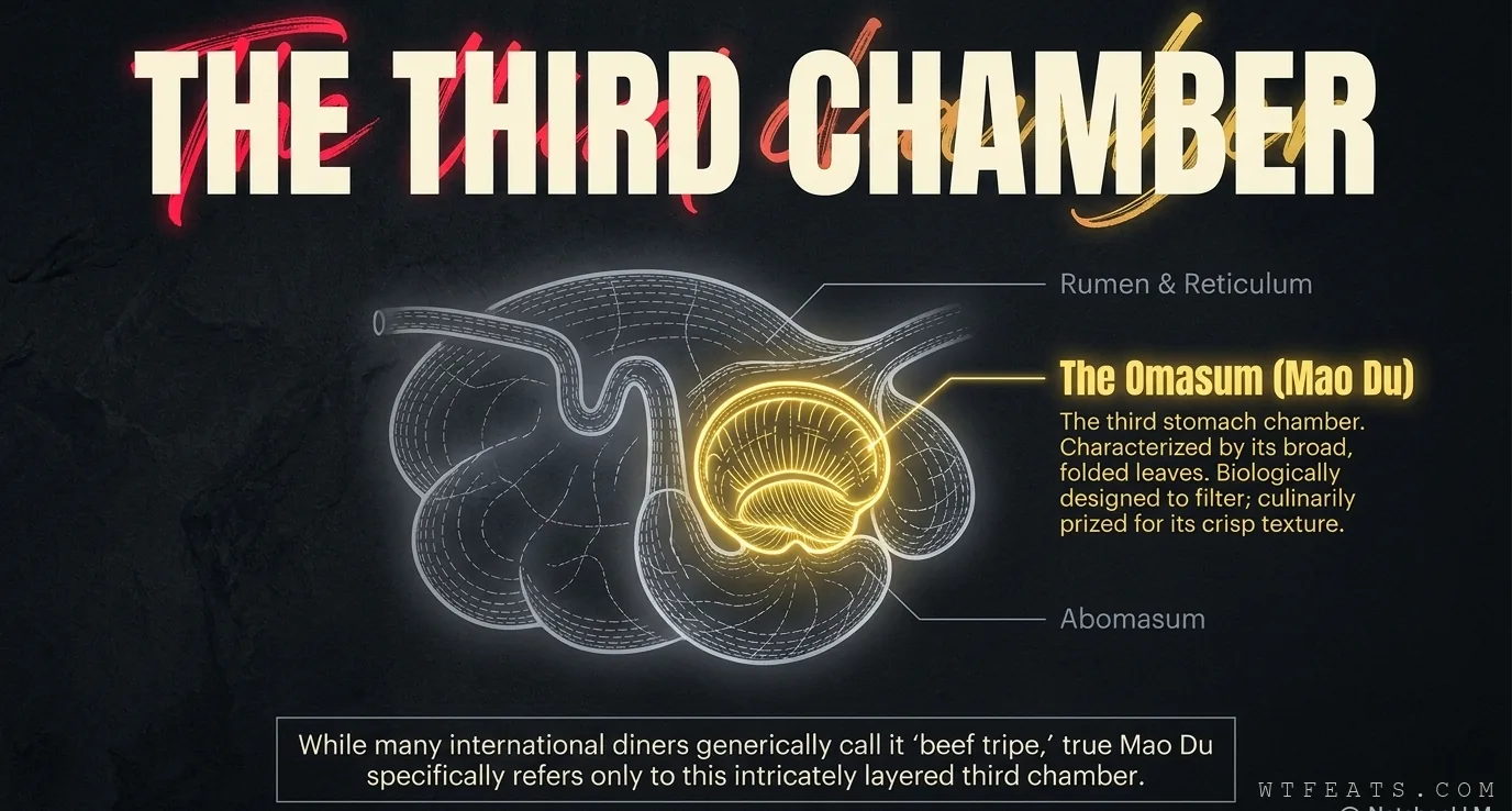 The third chamber: a cow stomach diagram with the omasum highlighted among the four stomachs