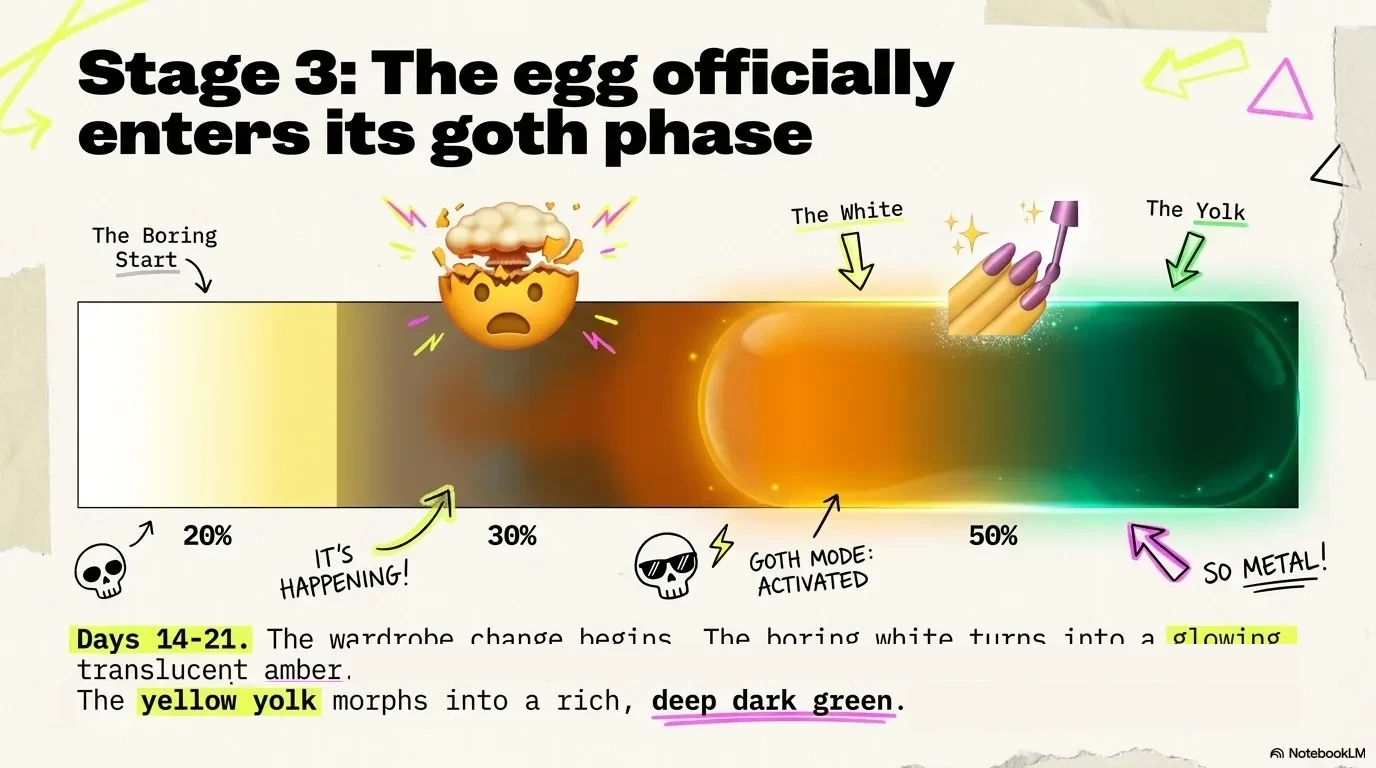 Century egg science illustration