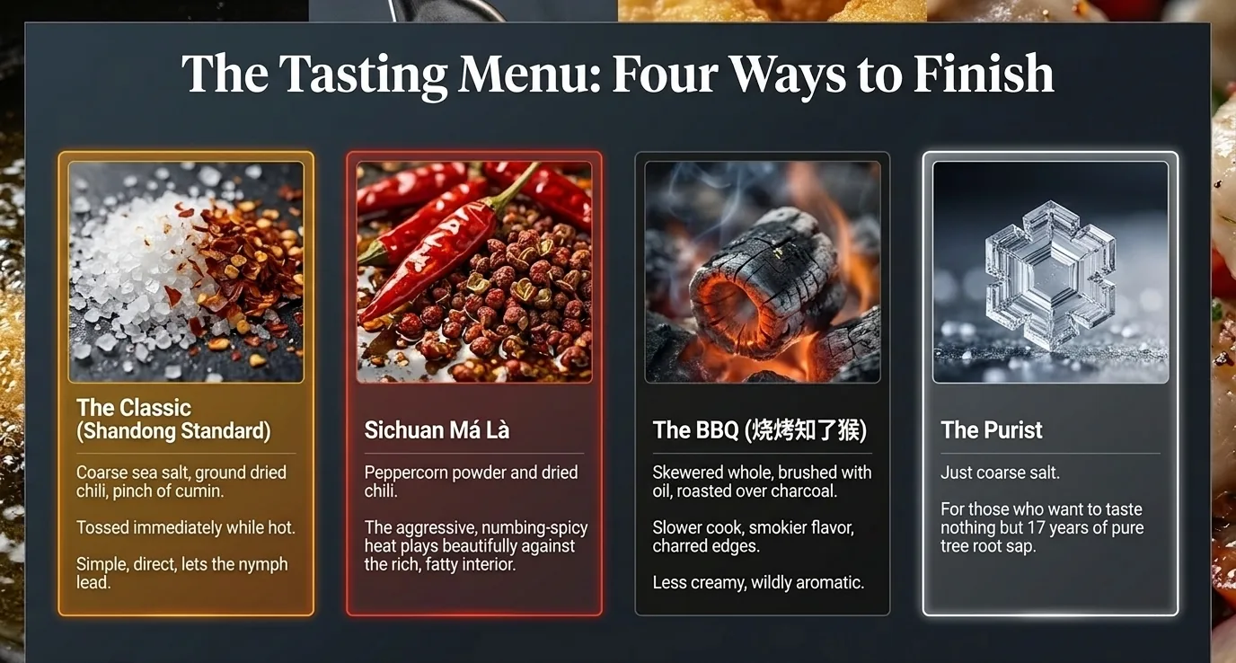 The Tasting Menu: Four Ways to Finish — Classic, Sichuan Ma La, BBQ, and Purist