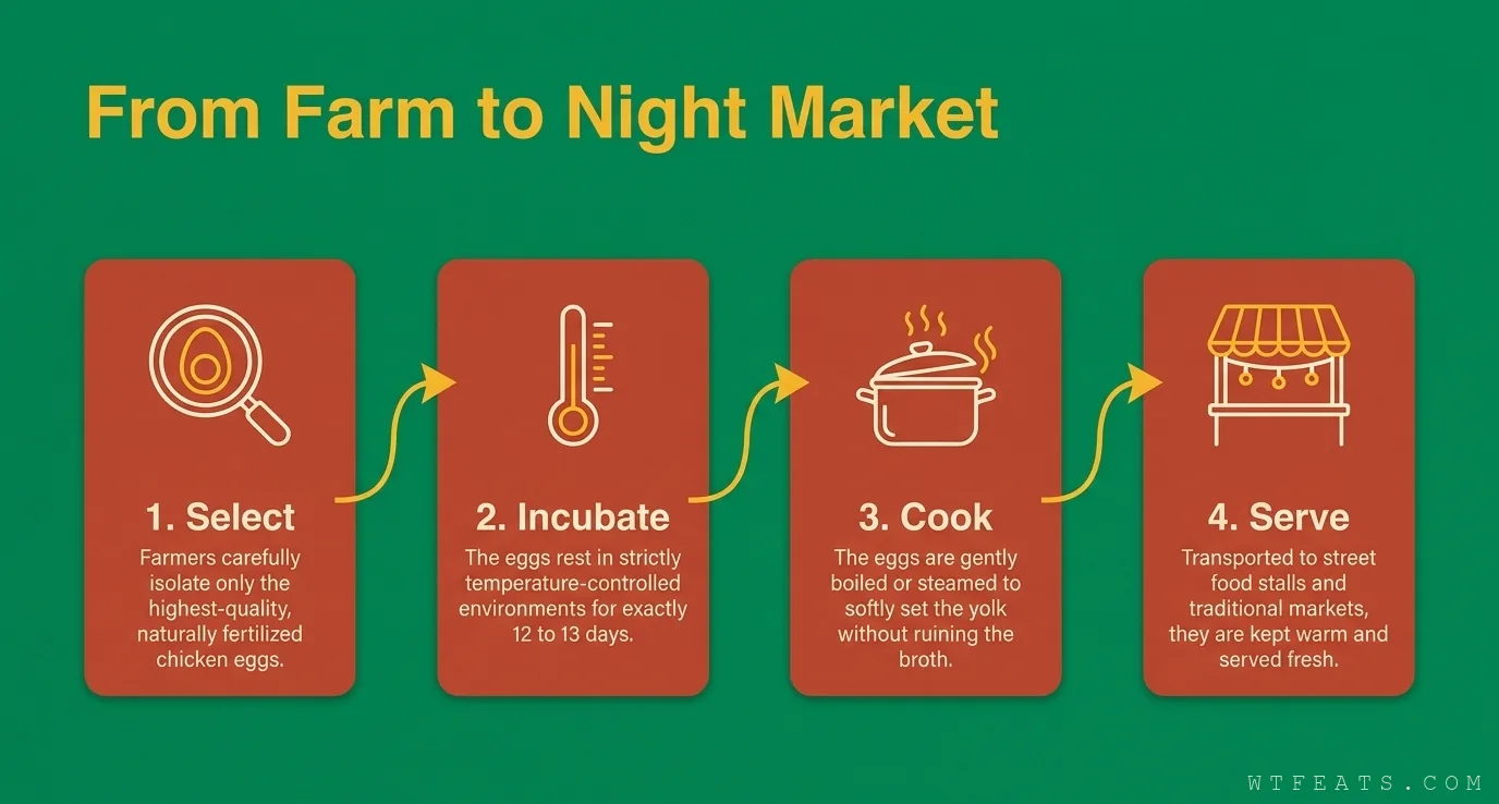 From farm to night market: select, incubate, cook, serve — the four-step huozhuzi supply chain