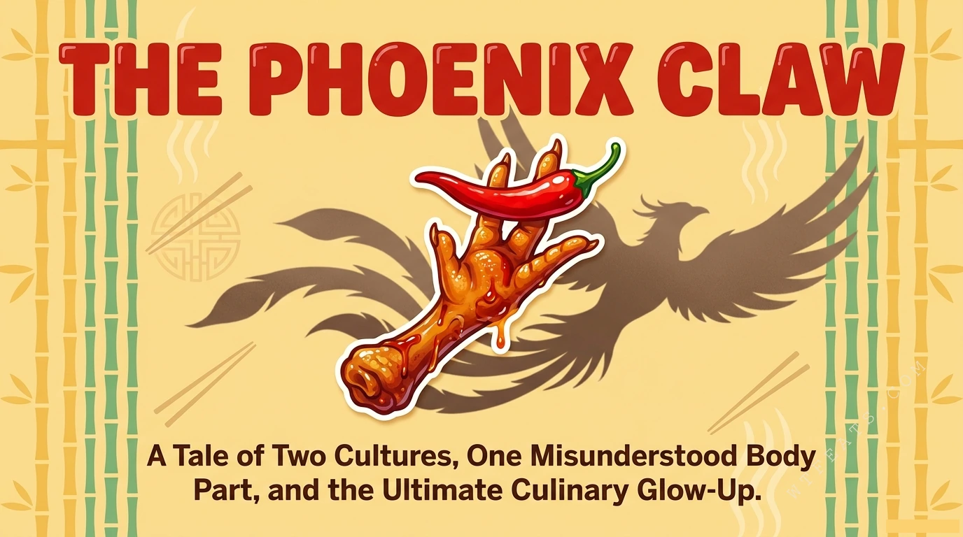 The Phoenix Claw title illustration with a glossy braised chicken foot