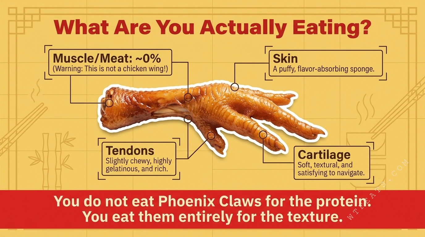 Anatomy of a phoenix claw: puffy skin, gelatinous tendons, soft cartilage