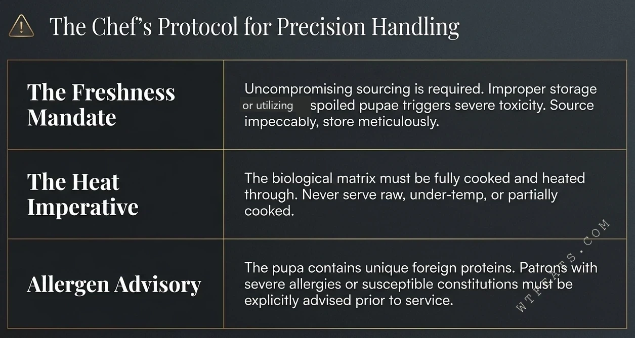 Silkworm pupa safety and handling protocol