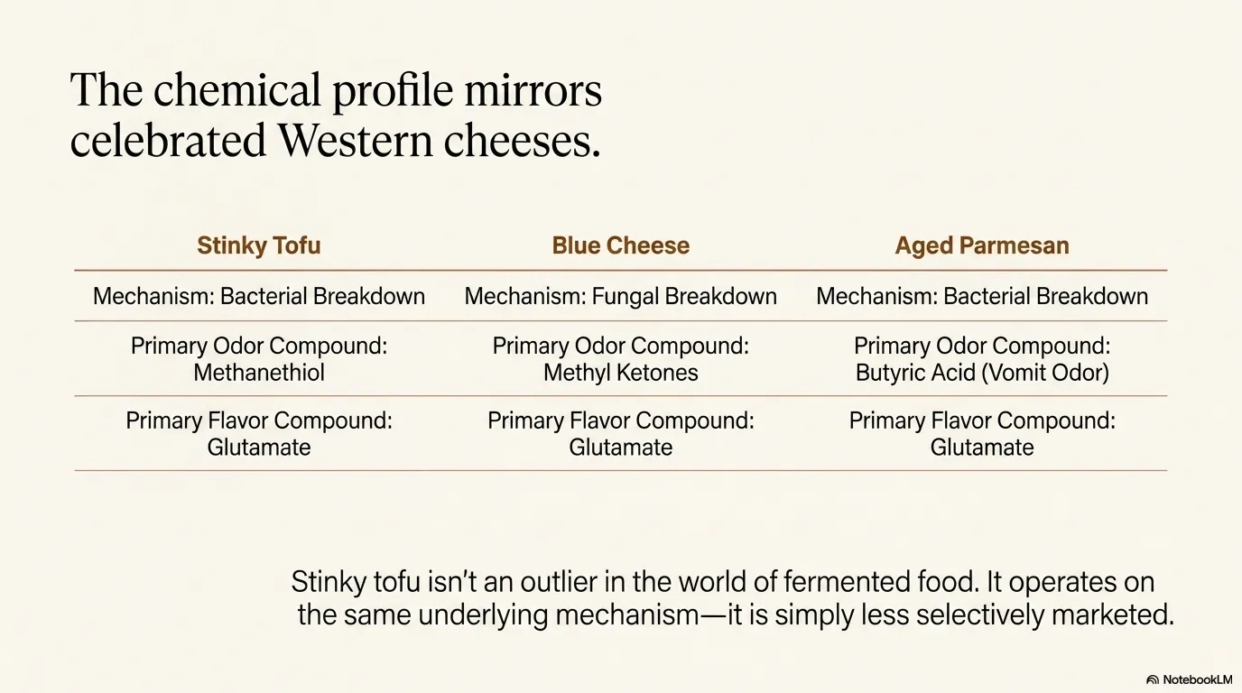 This chemical signature is identical to revered Western cheeses.