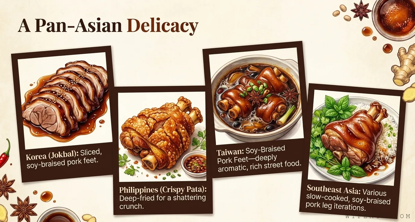 A pan-Asian delicacy: Korean Jokbal, Taiwan, Philippine Crispy Pata, Southeast Asia