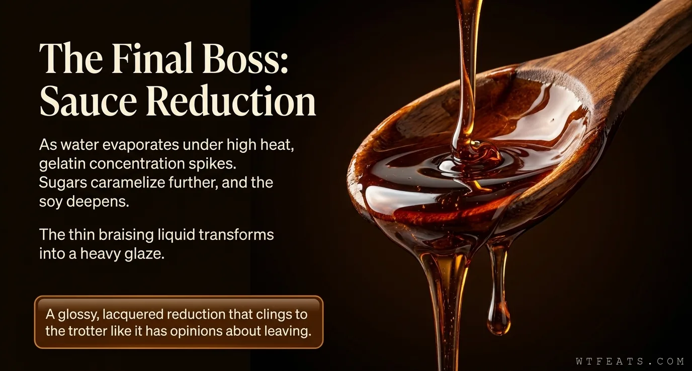 The final boss: a ladle of glossy reduced sauce